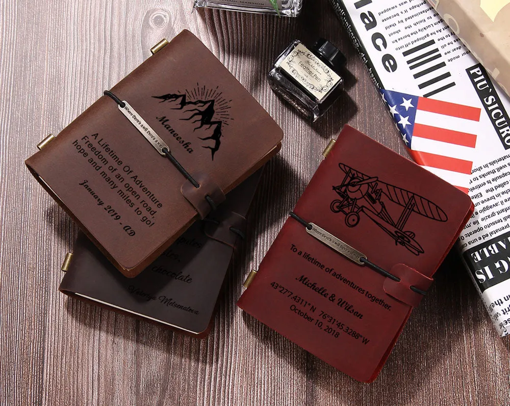 Personalized Vintage Refillable Travel Leather Notebook