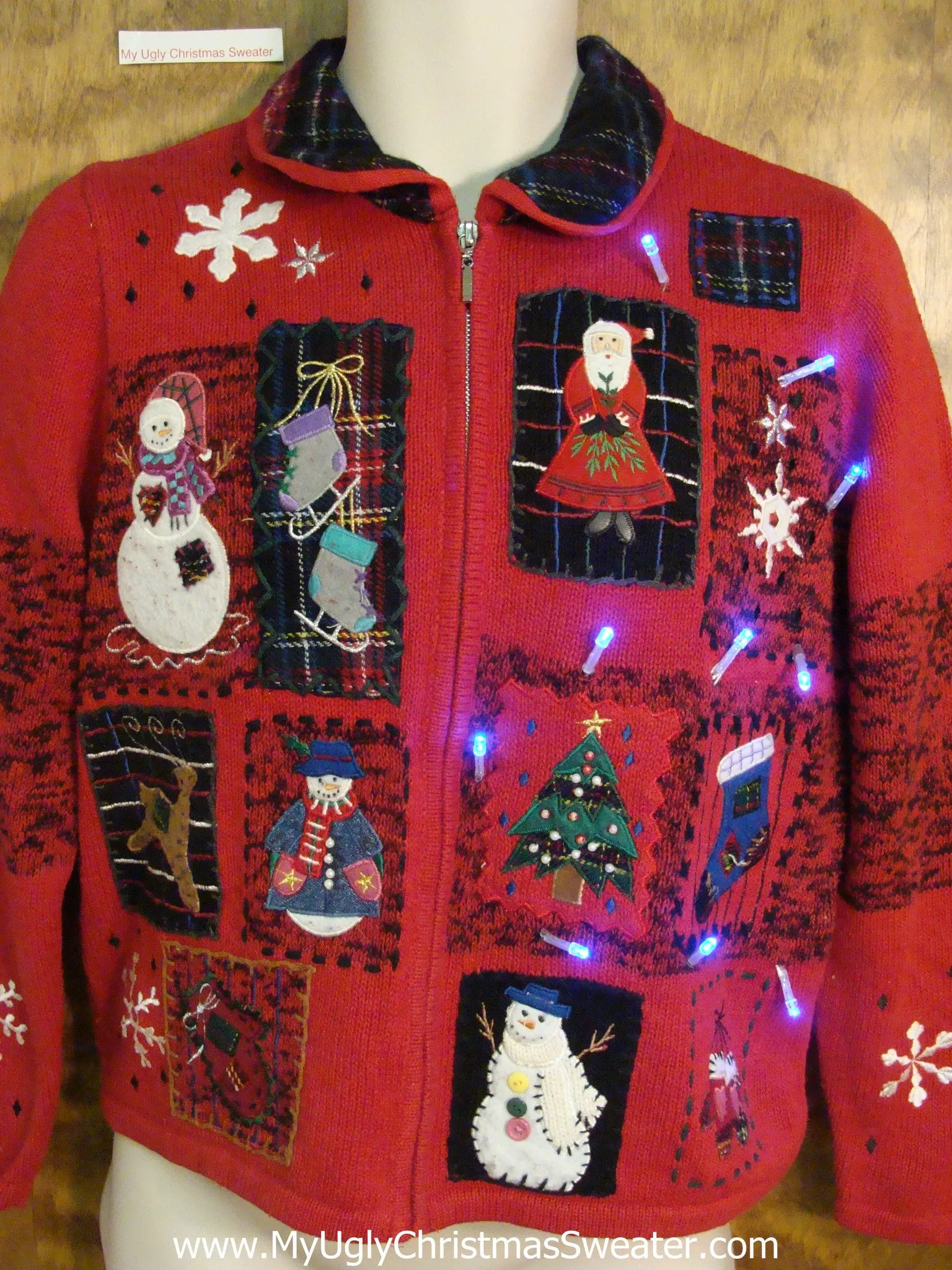 Plaid Themed Crafty Light Up Ugly Christmas Jumper