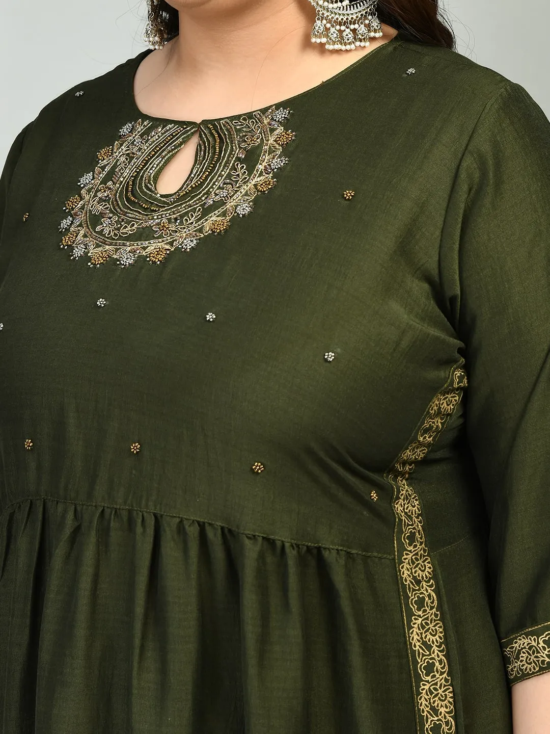 Plus Size Glorious Green Nyraa Cut Kurta Set