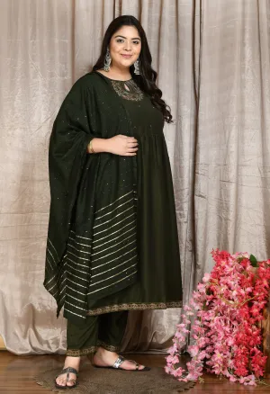 Plus Size Glorious Green Nyraa Cut Kurta Set
