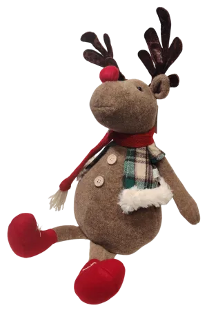 Plush Reindeer Shelf Sitter with Red Scarf/Red Boots or Green Scarf/Green Boots