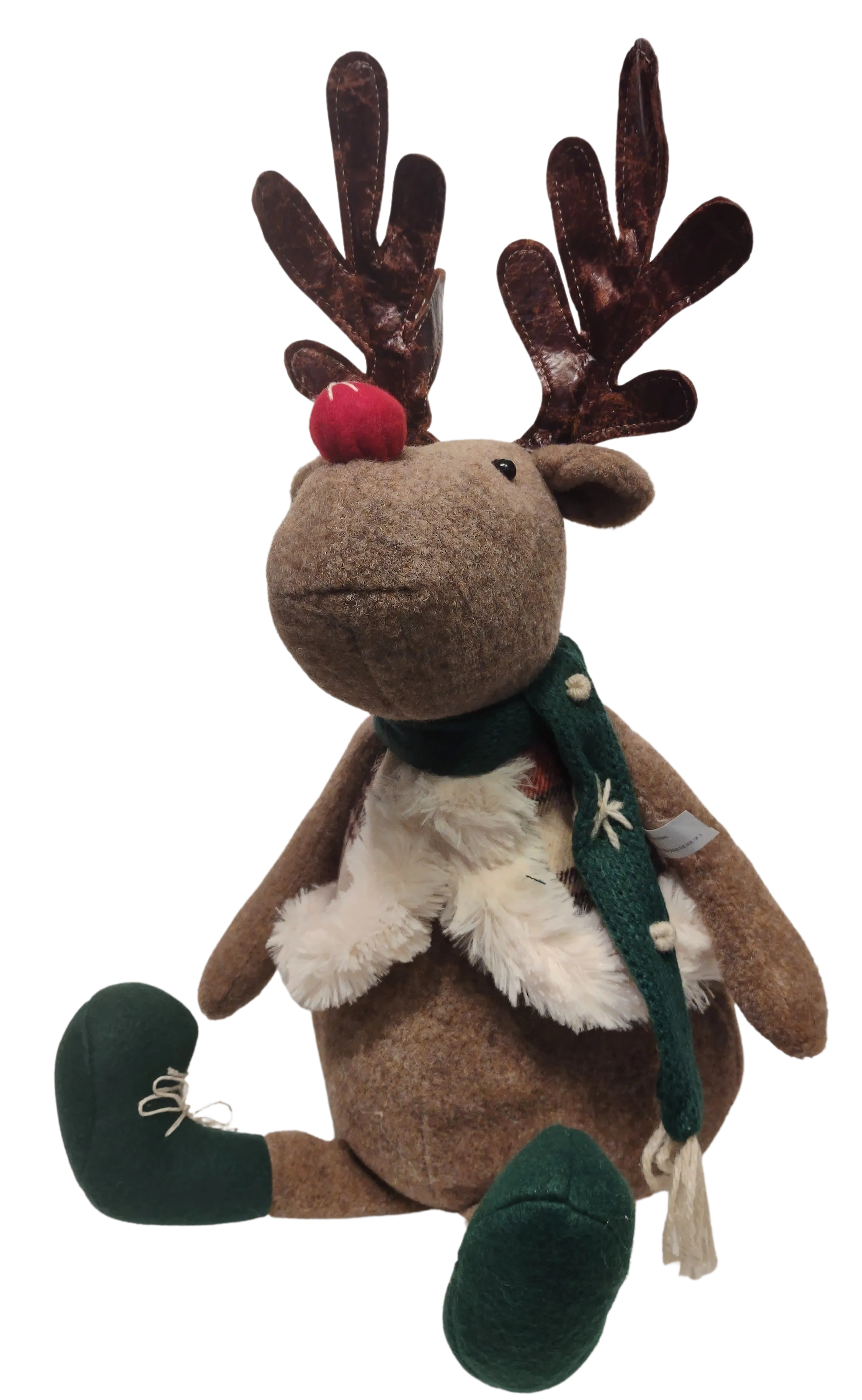 Plush Reindeer Shelf Sitter with Red Scarf/Red Boots or Green Scarf/Green Boots