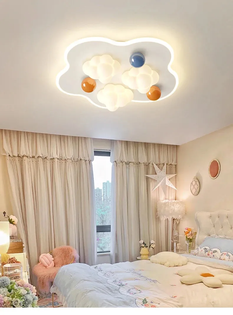 QIYI Child Room Lamps LE Ceiling  Chandeliers Lighting Round Cloud