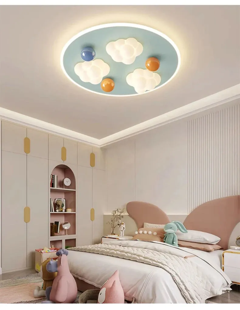 QIYI Child Room Lamps LE Ceiling  Chandeliers Lighting Round Cloud