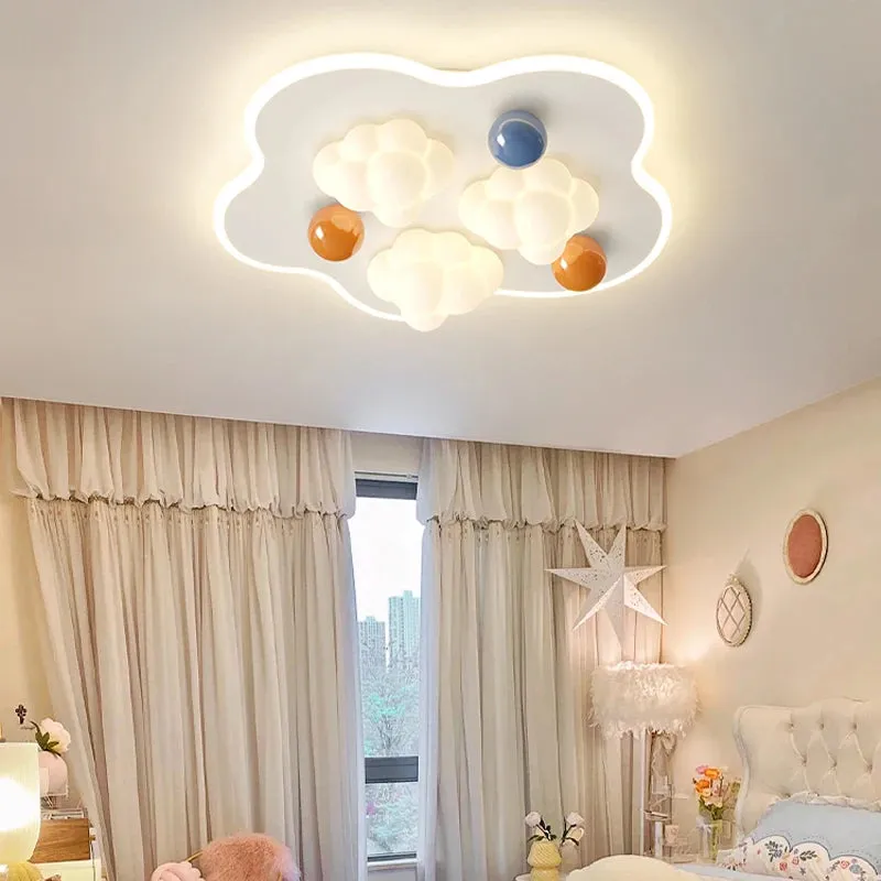 QIYI Child Room Lamps LE Ceiling  Chandeliers Lighting Round Cloud