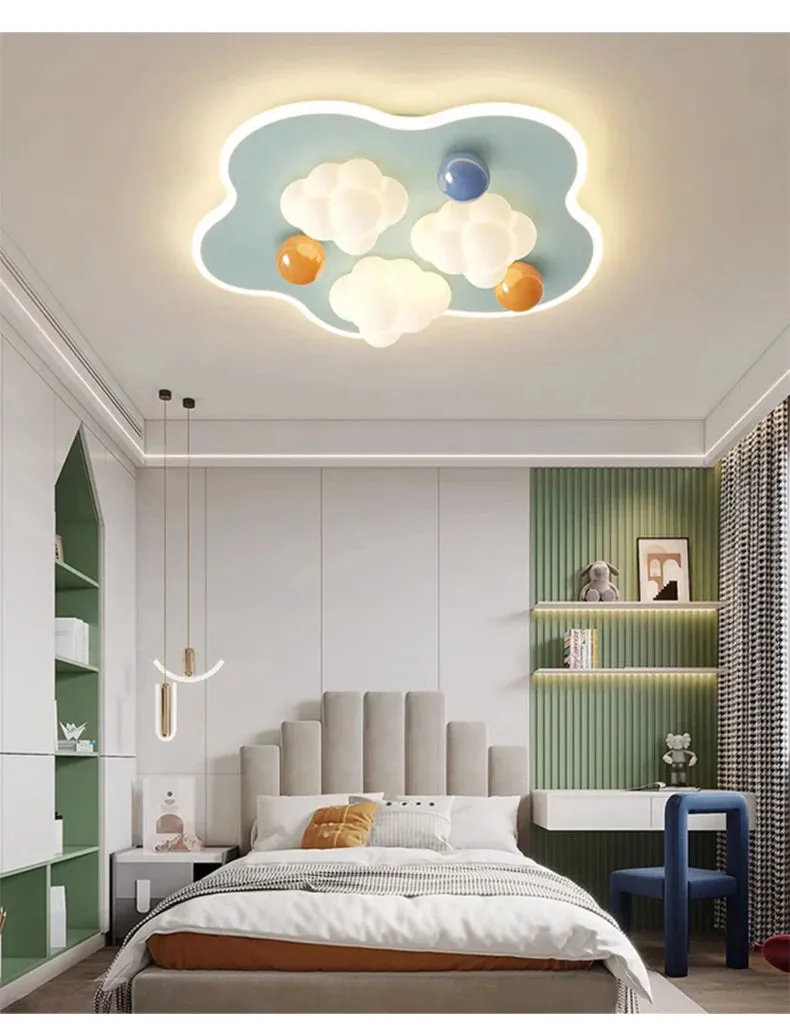 QIYI Child Room Lamps LE Ceiling  Chandeliers Lighting Round Cloud