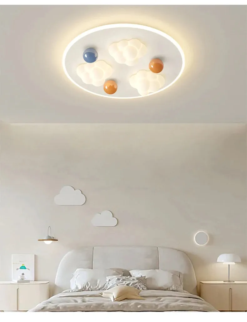 QIYI Child Room Lamps LE Ceiling  Chandeliers Lighting Round Cloud