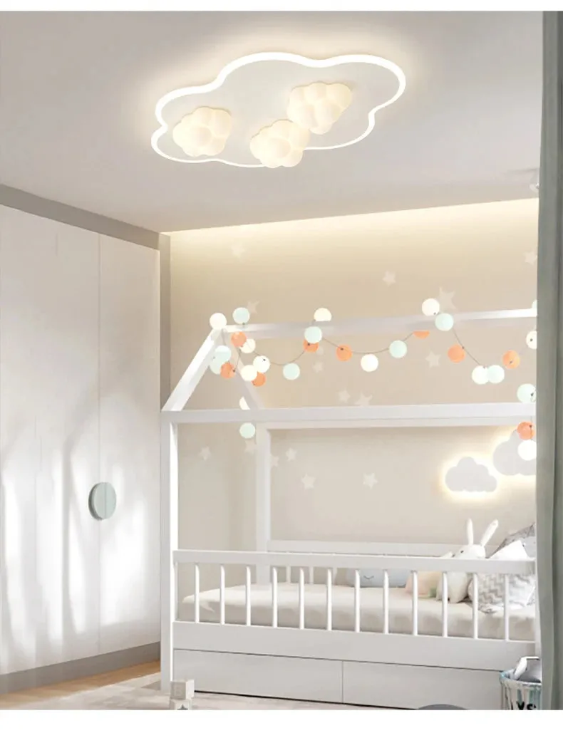 QIYI Child Room Lamps LE Ceiling  Chandeliers Lighting Round Cloud