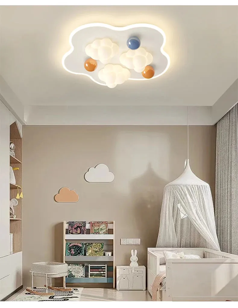 QIYI Child Room Lamps LE Ceiling  Chandeliers Lighting Round Cloud