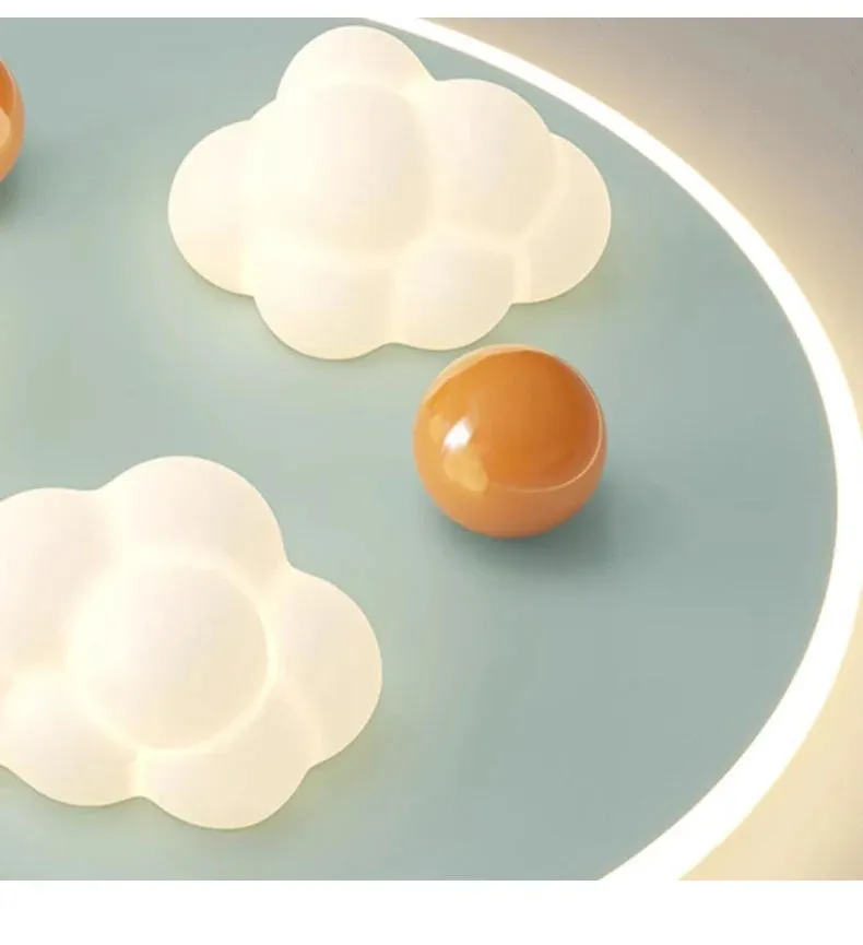 QIYI Child Room Lamps LE Ceiling  Chandeliers Lighting Round Cloud