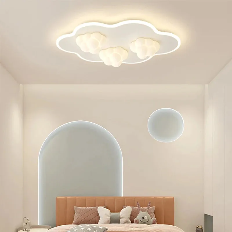 QIYI Child Room Lamps LE Ceiling  Chandeliers Lighting Round Cloud