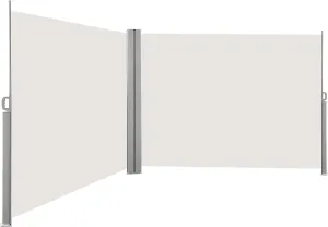 Retractable Double Side Awning Screen Divider for Patio 78.7"x236", Beige