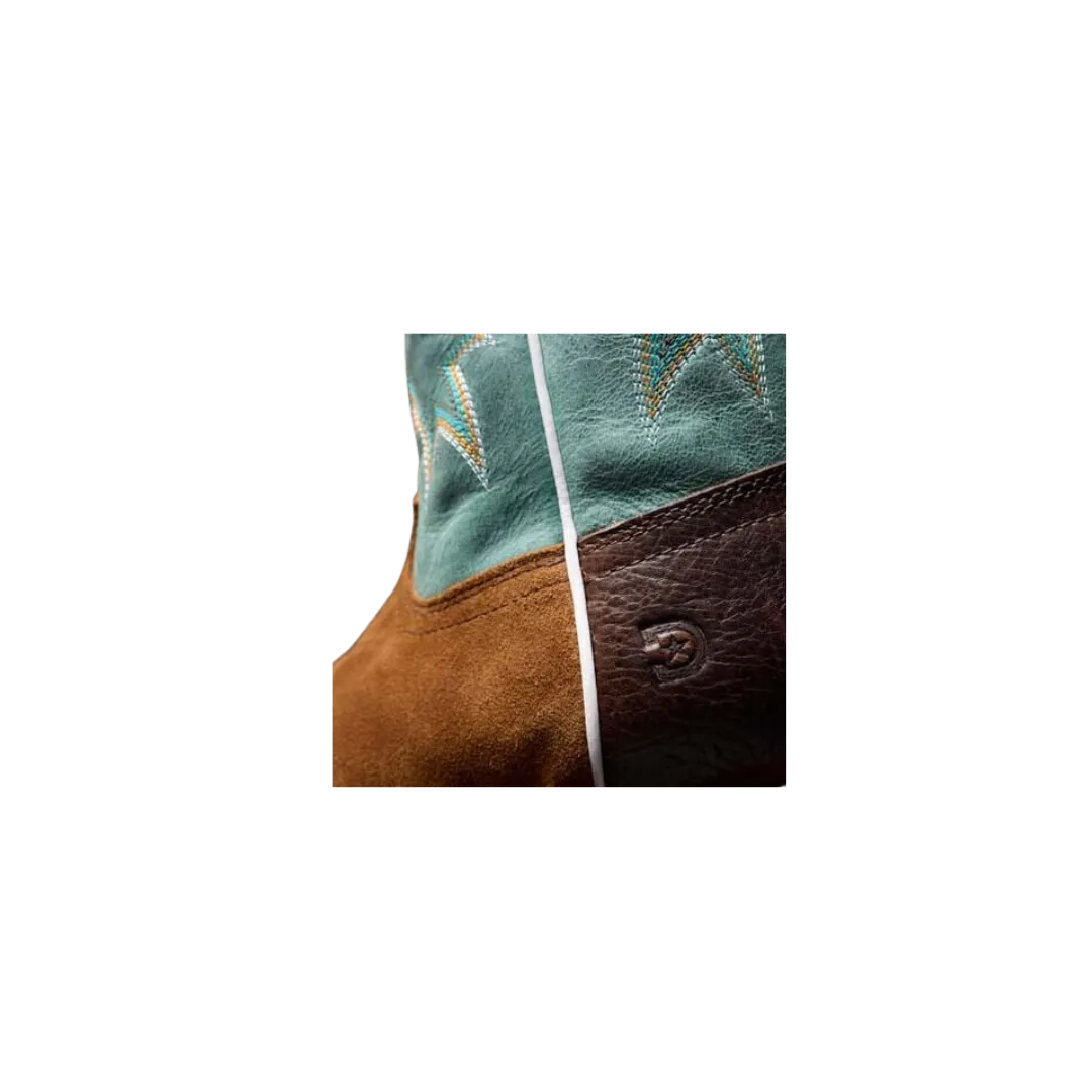 Rocky Boot Unisex Durango Collection Roughout Western Whiskey Tobacco And Aqua Boot