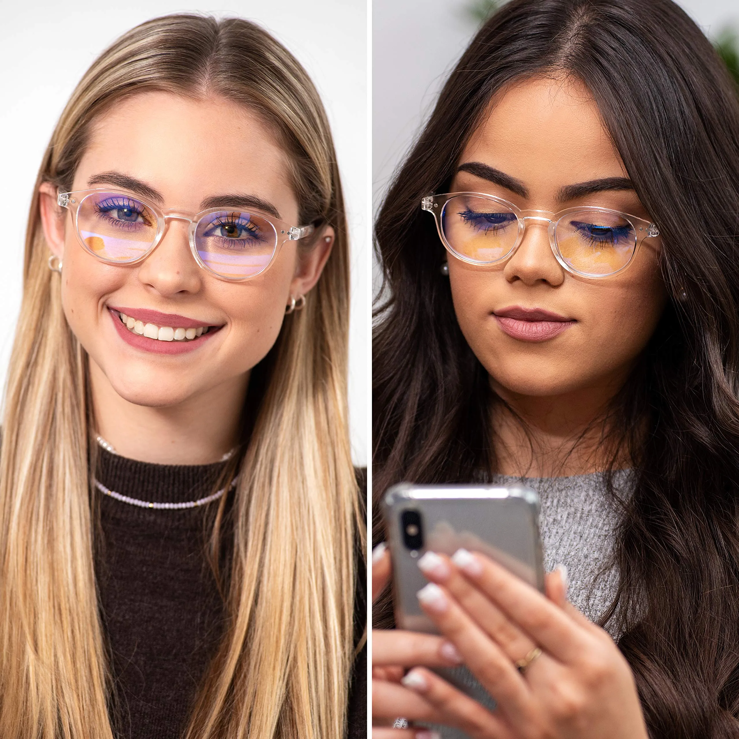 Round-Blue-Light-Blocking-Reading-Glasses-Clear-2-50-Magnification-Computer-Glasses