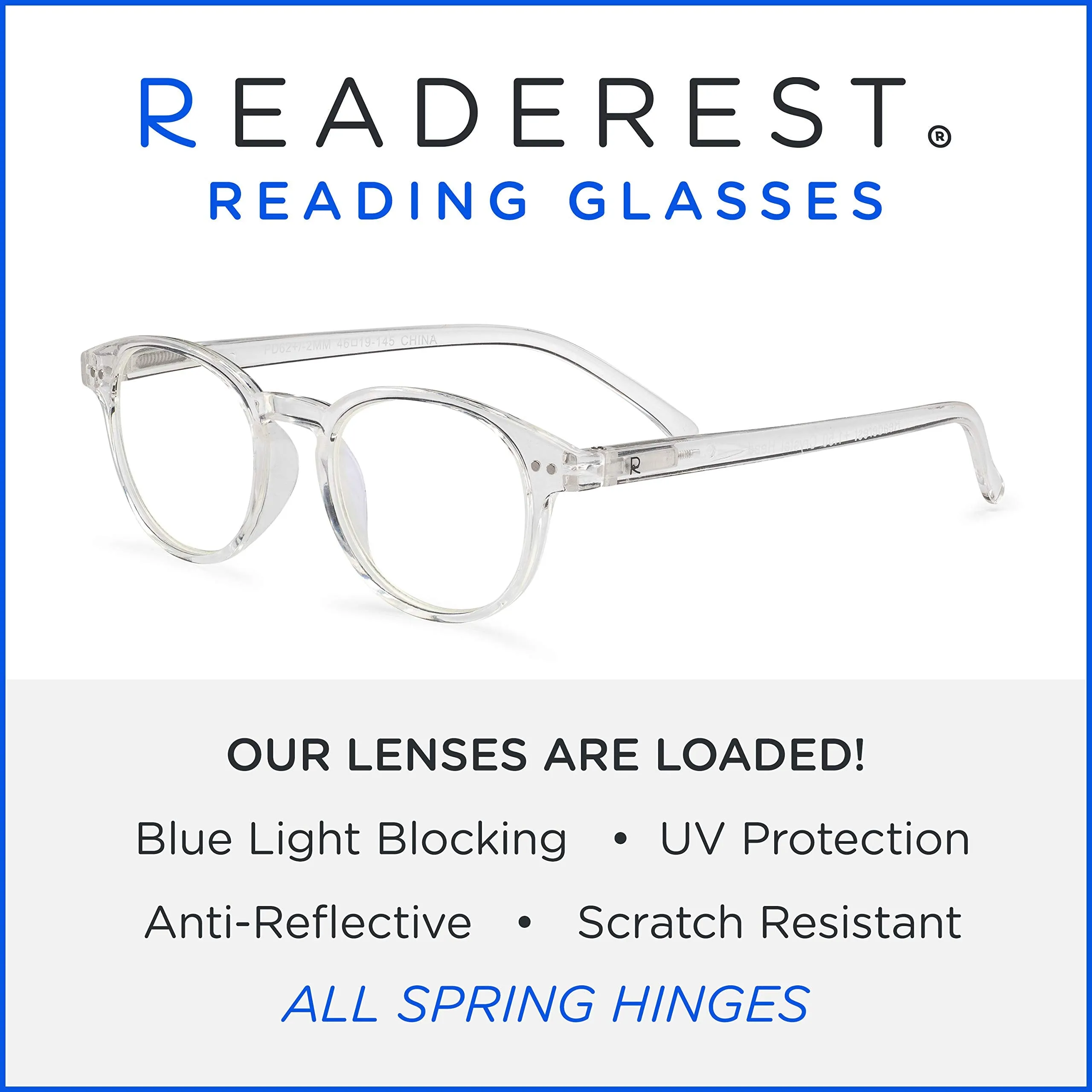 Round-Blue-Light-Blocking-Reading-Glasses-Clear-2-50-Magnification-Computer-Glasses