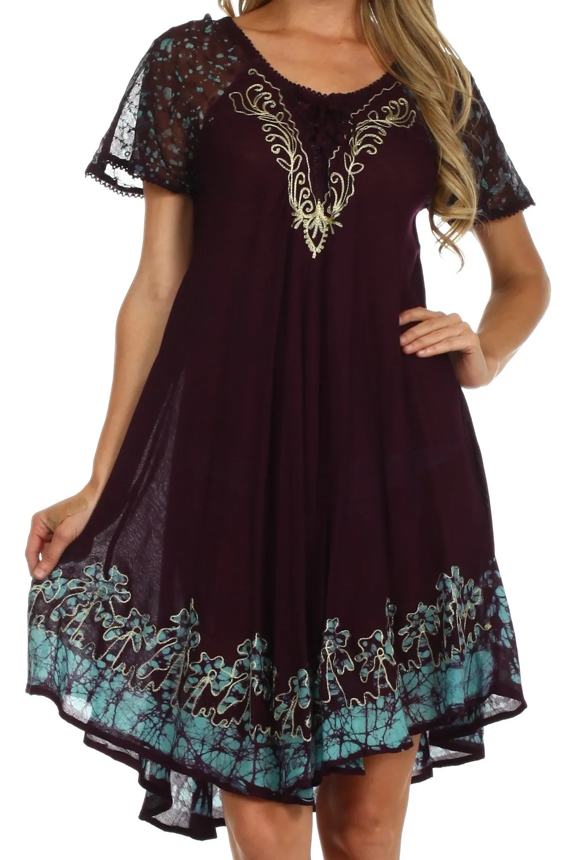 Sakkas Royal Palm Batik Dress / Cover Up