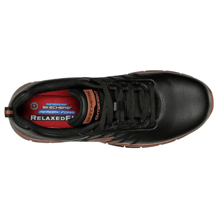 Skechers Sure Track Erath Womens Lace Up Black Rose Gold Work Shoe