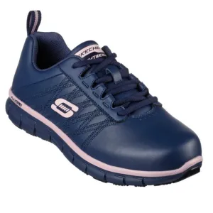 Skechers Sure Track Erath Women's Lace Up Navy Pink Gold Work Shoe