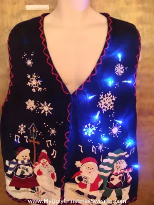 Snowman Party Cute Christmas Sweater Vest with Lights