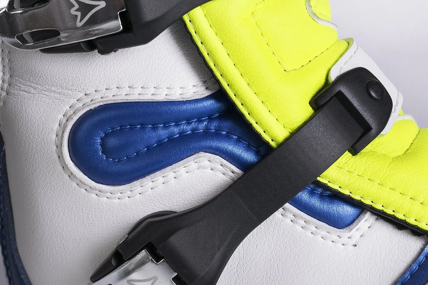 Stylmartin Impact Pro WP Off Road Motorcycle Boots in White, Blue and Yellow