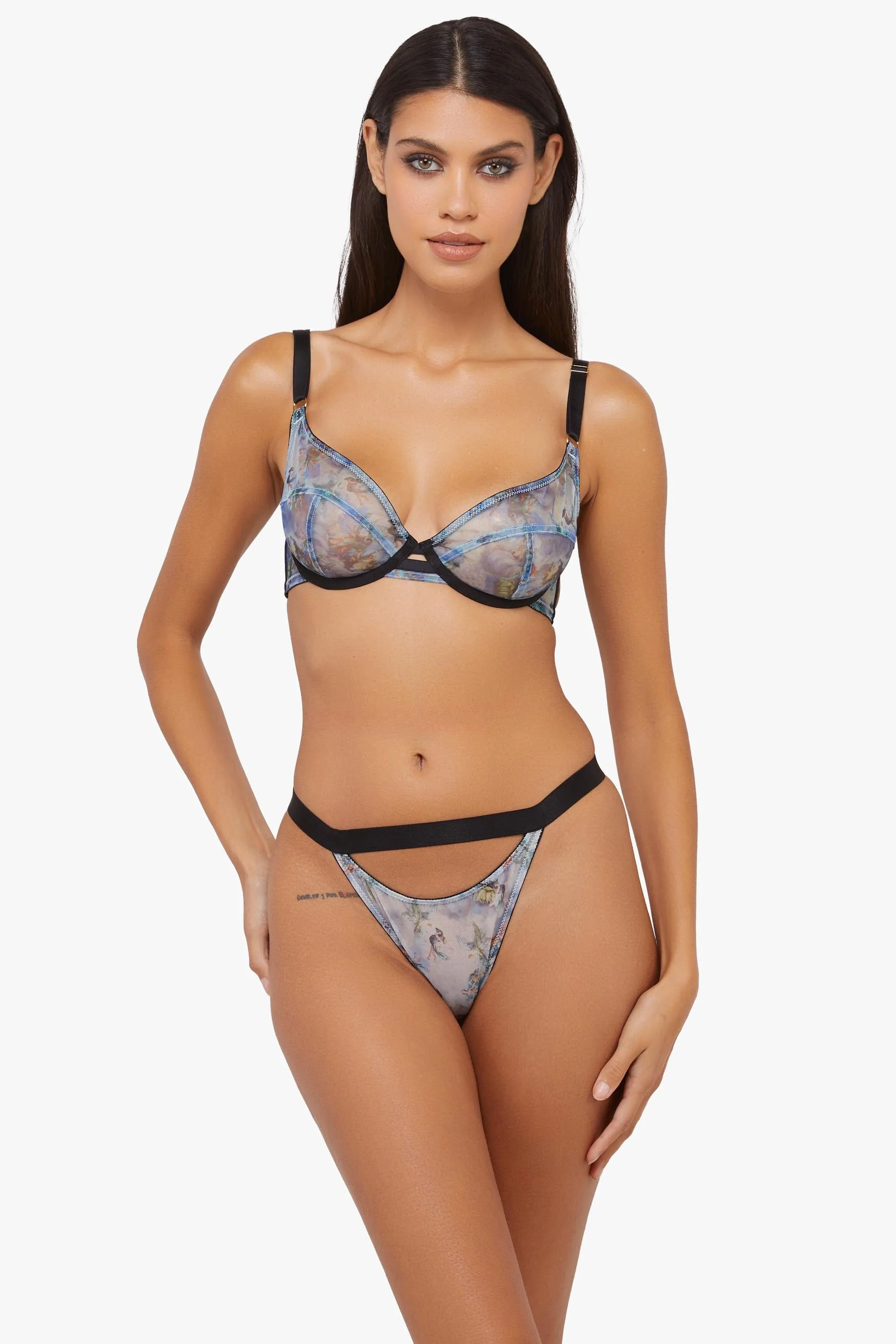Talia Renaissance Printed Mesh Thong