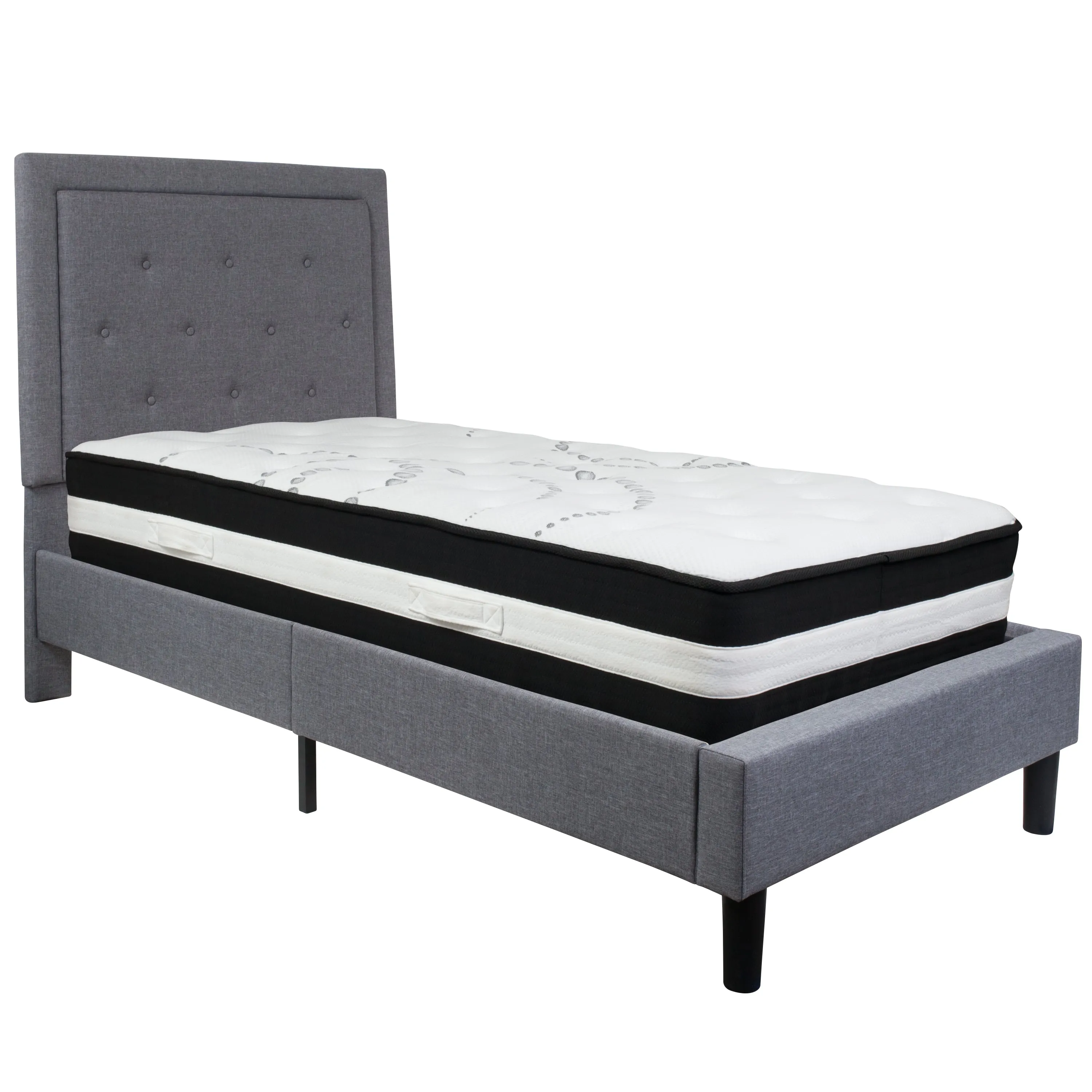 Twin Platform Bed Set-Gray SL-BM-25-GG