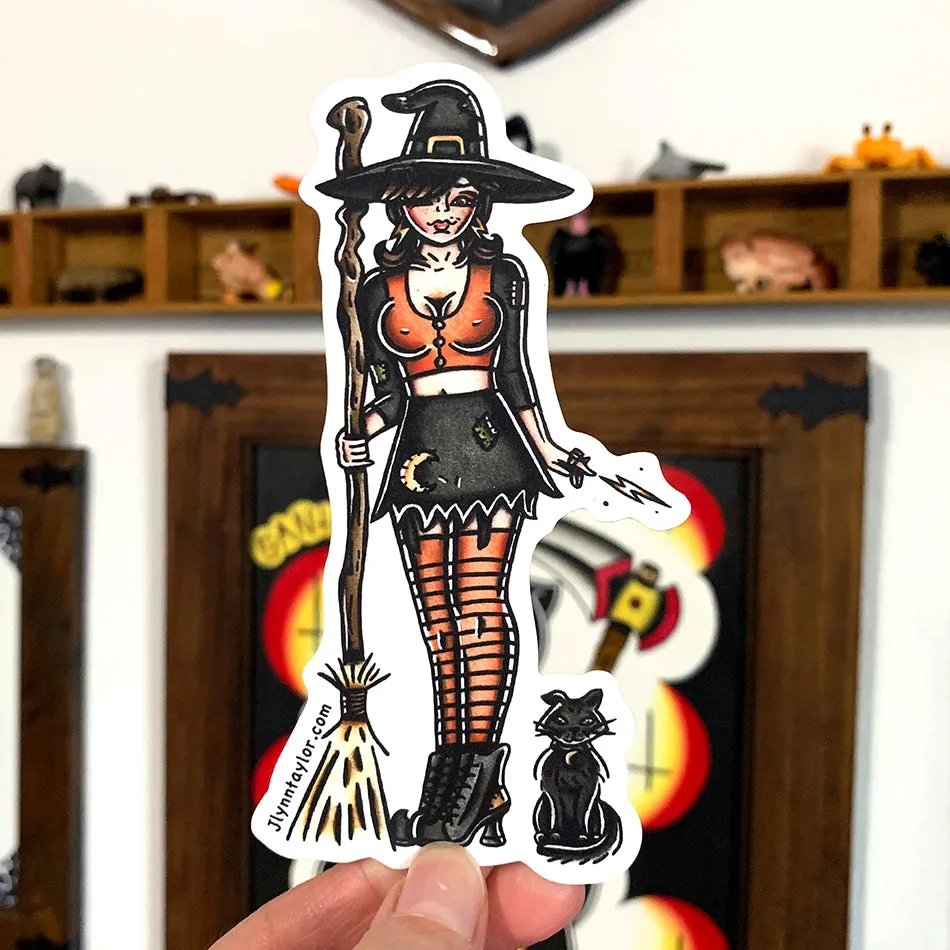 Witch and Cat Sticker
