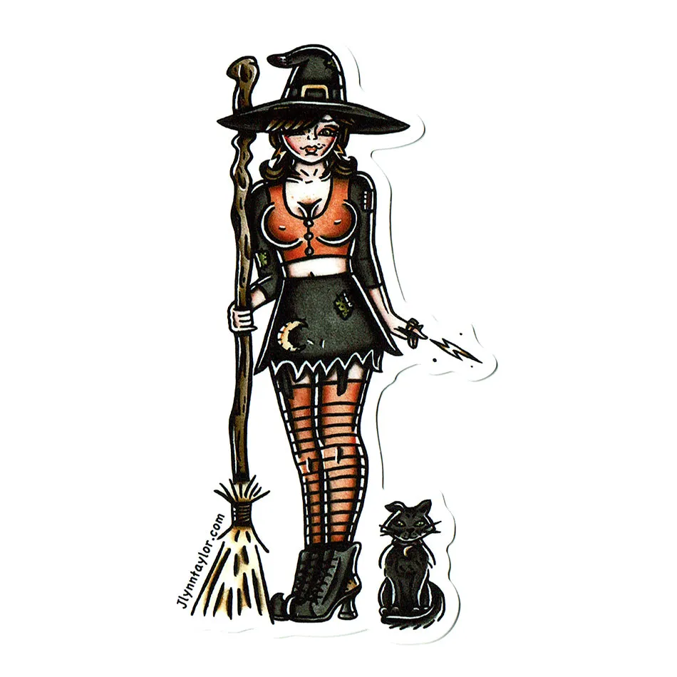 Witch and Cat Sticker