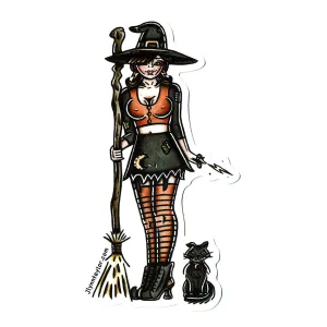 Witch and Cat Sticker
