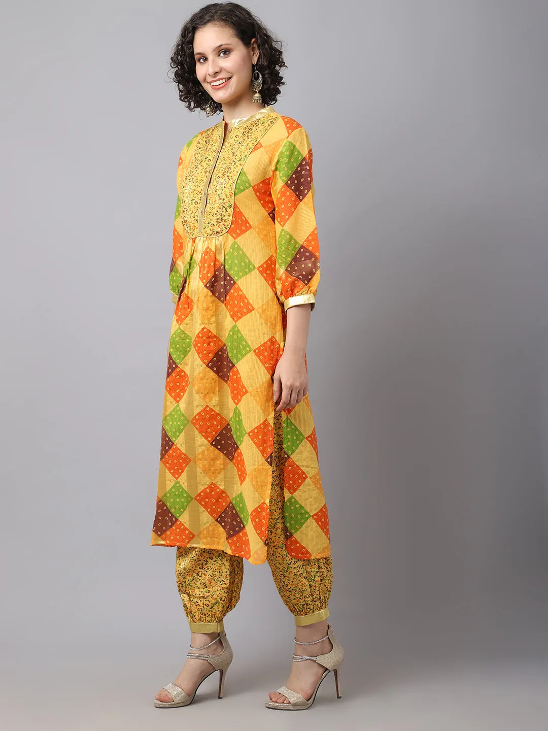 Women Golden Mustard Kurta.