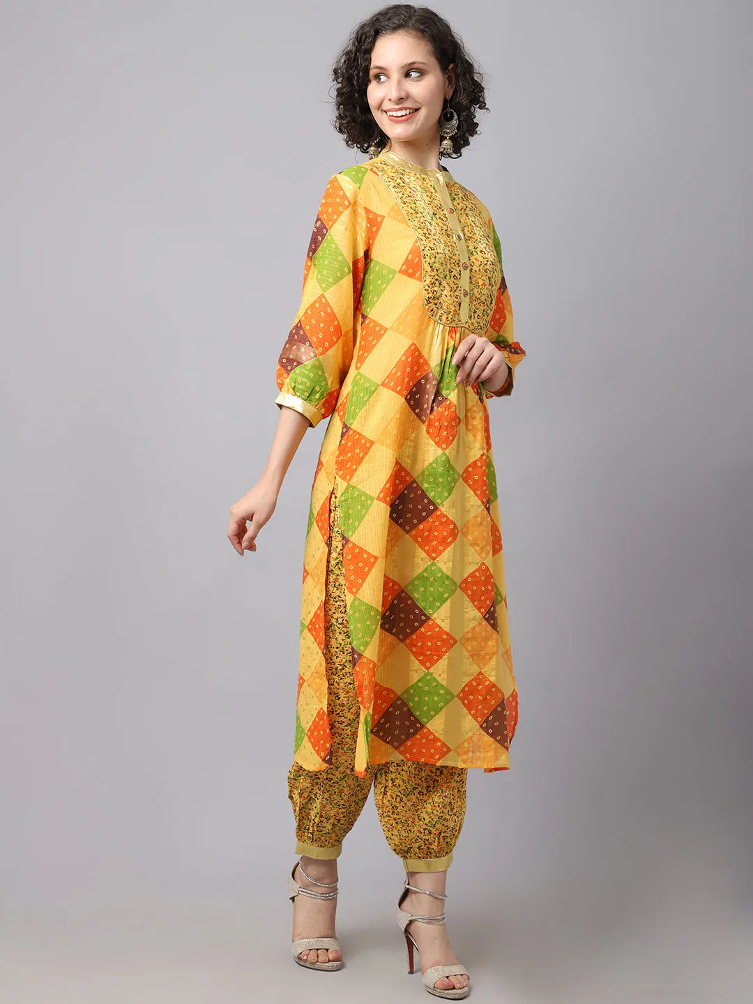 Women Golden Mustard Kurta.