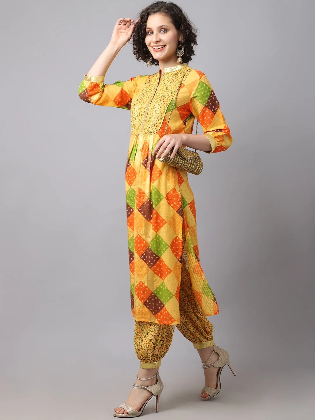 Women Golden Mustard Kurta.