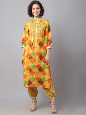 Women Golden Mustard Kurta.