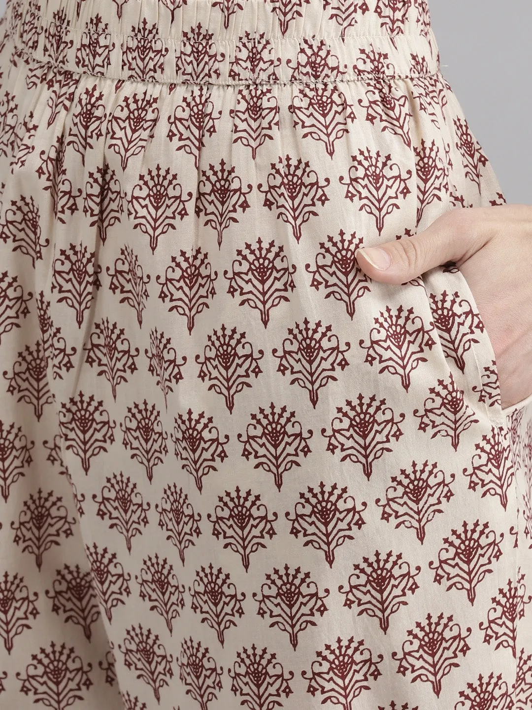 Women Maroon Floral Printed Dupatta Set