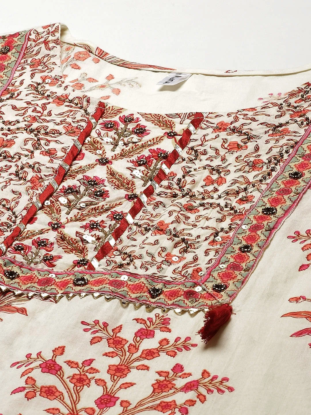 Women Off-White Printed Dupatta Set