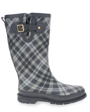 Women's Cabin Plaid Tall Rain Boot - Navy