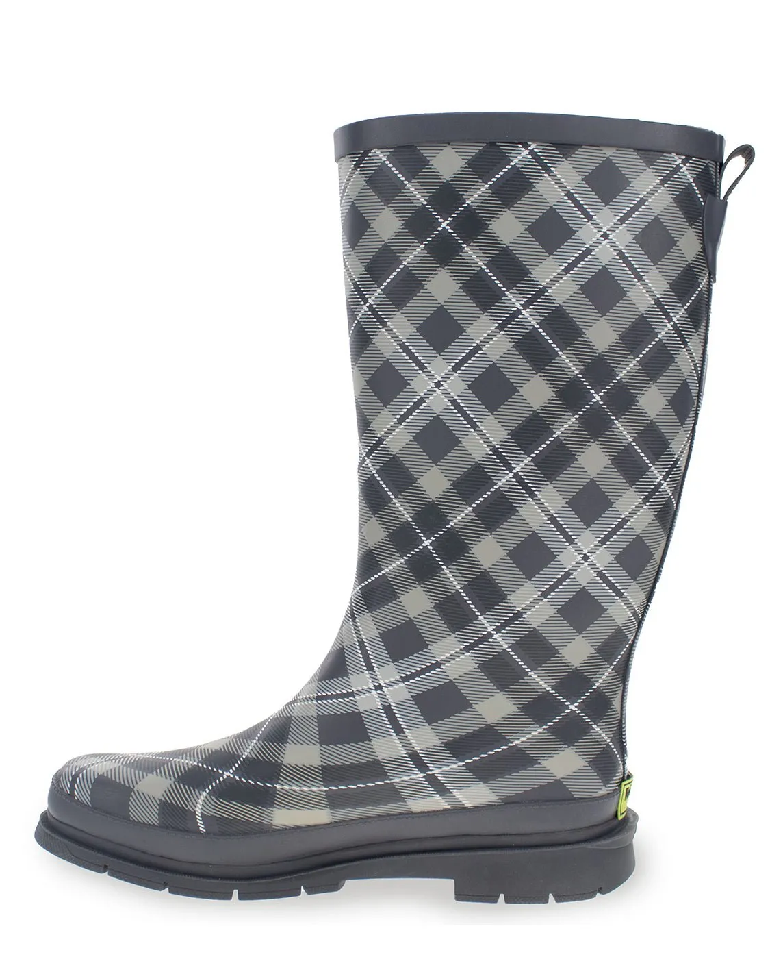 Women's Cabin Plaid Tall Rain Boot - Navy