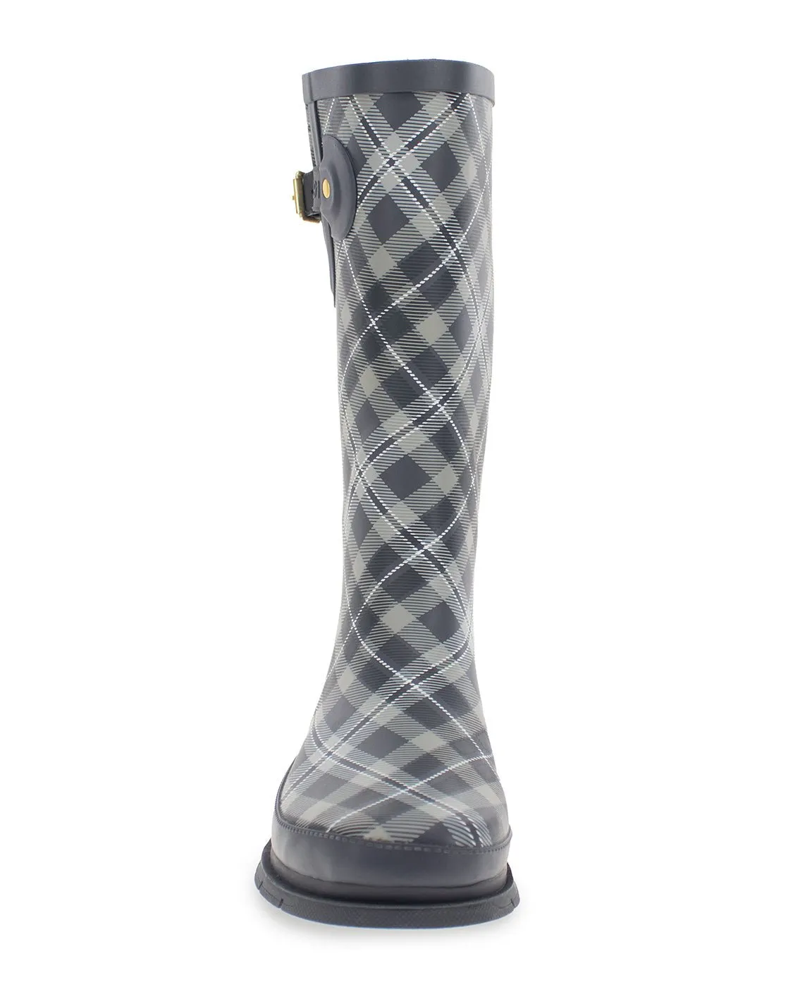 Women's Cabin Plaid Tall Rain Boot - Navy