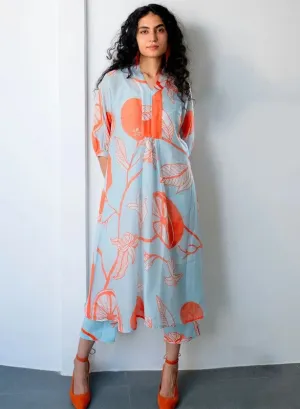 Women's Viscose Floral Printed Flared Kurta With Pant Set